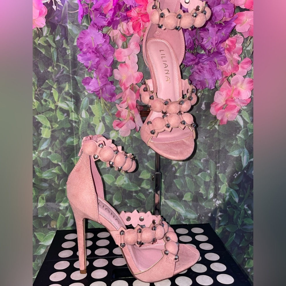 Dusty Pink Faux Leather Stiletto Heels - Picture 2 of 2